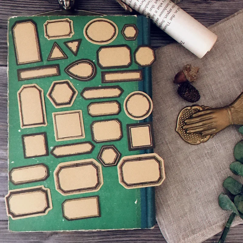 27 шт. винтажные круглые эстетические наклейки из крафтовой бумаги