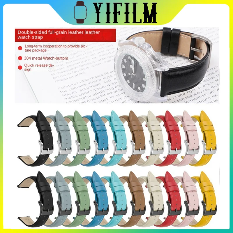 

22mm Universal Leather Strap For Samsung Watch 5 Watch5 Smartwatch 20mm Leather Watchband Durable Belt For Men Women Bracelet