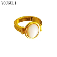 modern jewelry white shell resin ring simply new trend hot selling golden plating geometric women rings for party gifts