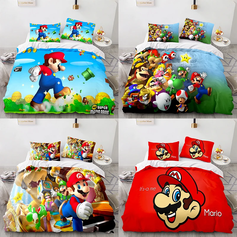 

Super Mario Bros. Luigi Quilt Cover Three-Piece Mario Super Mary Series 3D Three-Piece Home Textile Set Bedroom Home Decoration