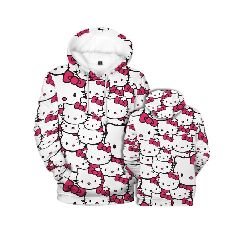 

Hellokitty Sanrio Kawali Hoodie Loose Comfortable 3D Digital Color Printing Fashion Trend Cartoon Anime Birthday Gift For Girls