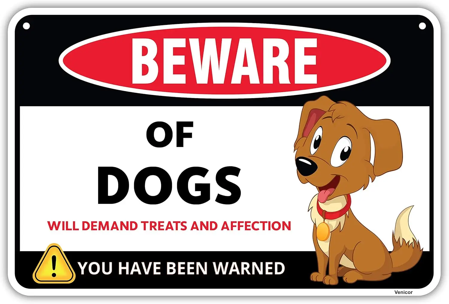 Знак Venicor Funny Beware of Dogs — 8 x 12 дюймов алюминий подарок для любителей собак настенное