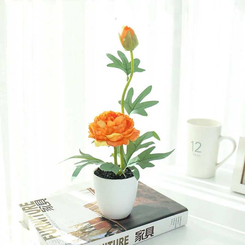 

Two-headed Foreign Peony Bonsai Simulation Flower Rose Creative Decoration Simulation Plant Interior Decoration Fake Flower