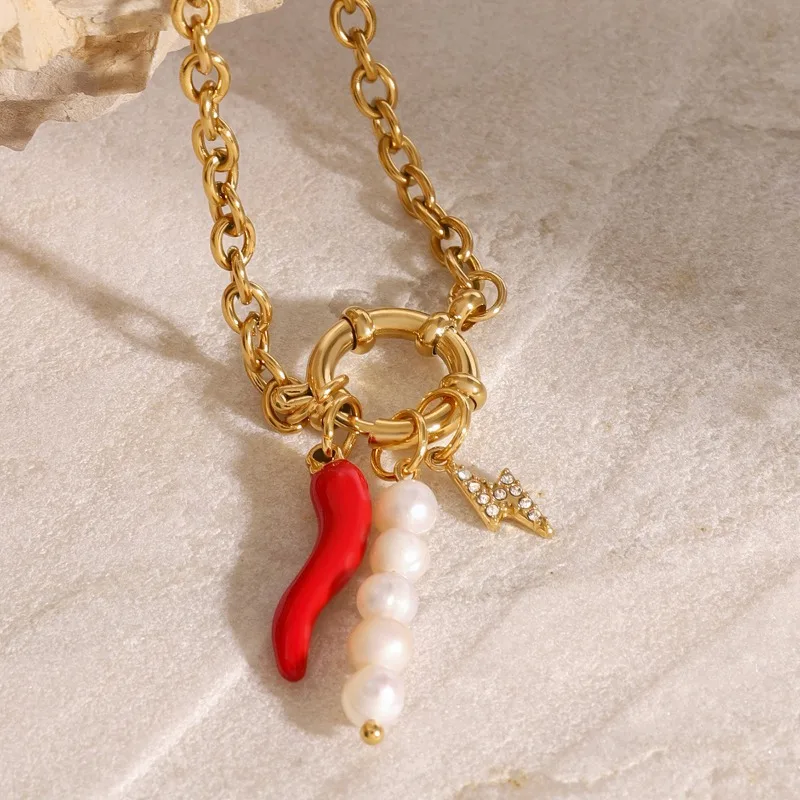 Женский браслет Minar из нержавеющей стали с натуральным пресноводным жемчугом и