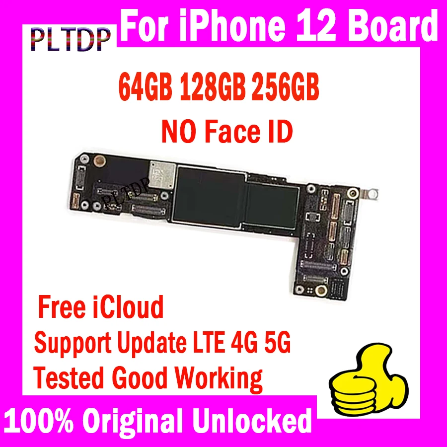 

Logic boards For iPhone 12 Motherboard With/No Face ID Tested Well Working Support Updat LTE 4G 5G Main boards With IOS System