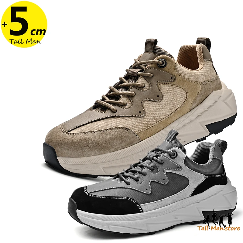 Спортивная мужская кожаная обувь мужские кроссовки с лифтом массивная высота