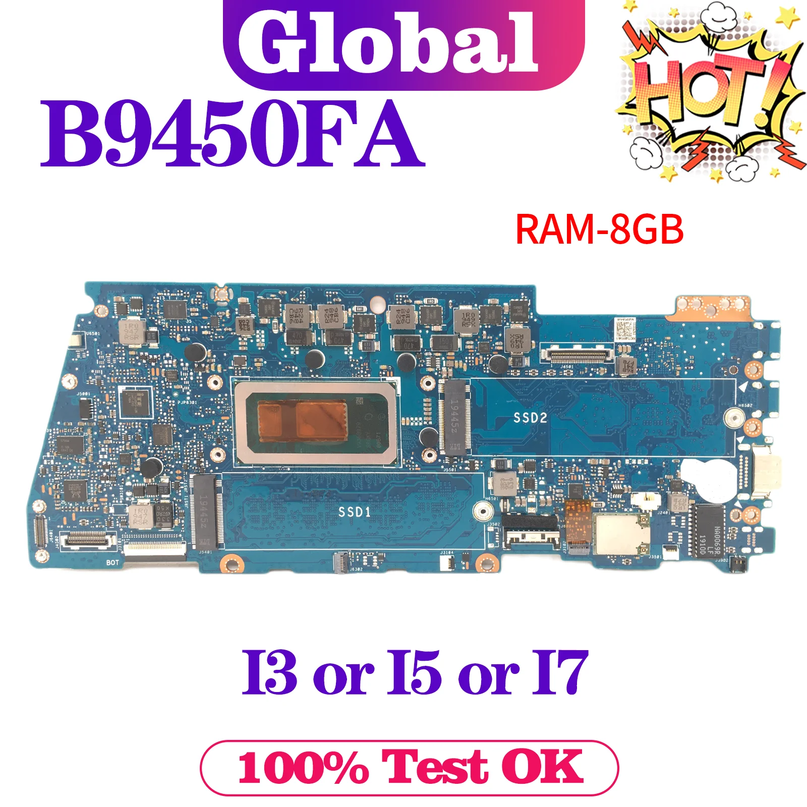 

KEFU Notebook B9450F Mainboard For ASUS ExpertBook B9 B9450 B9450FA Laptop Motherboard I3 I5 I7 10th Gen 8GB/RAM MAIN BOARD