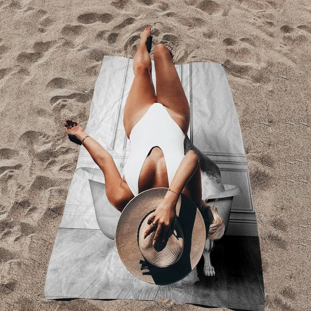 Nordic Black And White Bathroom Anime Beach Swimming Towel Soft Absorbent Washcloth Children's Gifts For Kids Travel Camping Gym