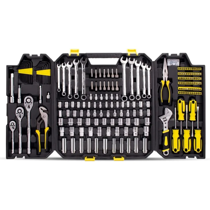 

AZUNO 303PCS Mechanic Tool Set, DIY Hand Tool Kit Set, Auto Repair Tool Box, Multi-Function Organizer with Black Storage Case