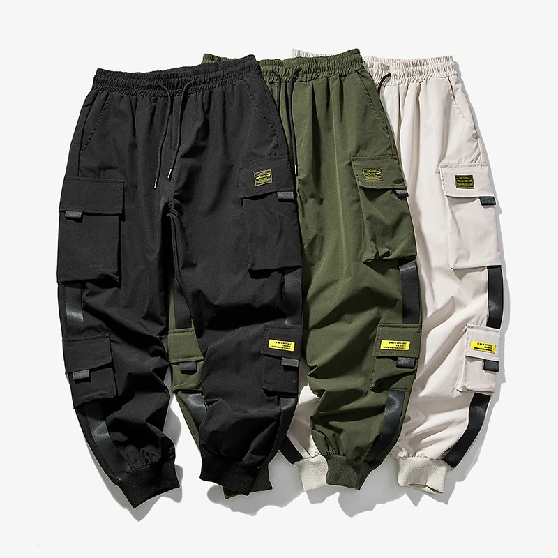 

2022 New Hip Hop Joggers Cargo Pants Men Harem Pants Multi-Pocket Ribbons Man Sweatpants Streetwear Casual Mens Pants XS-5XL