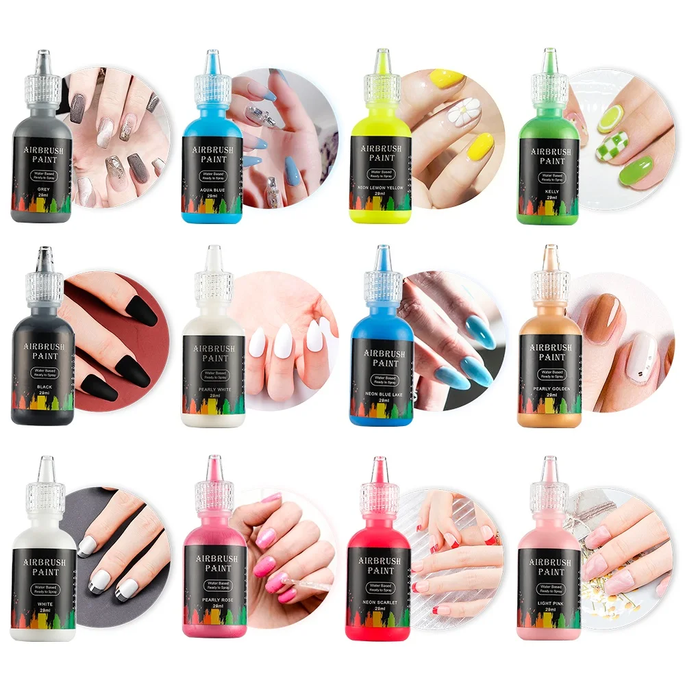 

29ML Airbrush Nail Ink Nail Polish Paint Nail Ink Pigment for Nail Art Polish DIY Ink Airbrush Nail Ink Painting Nail Art Tools