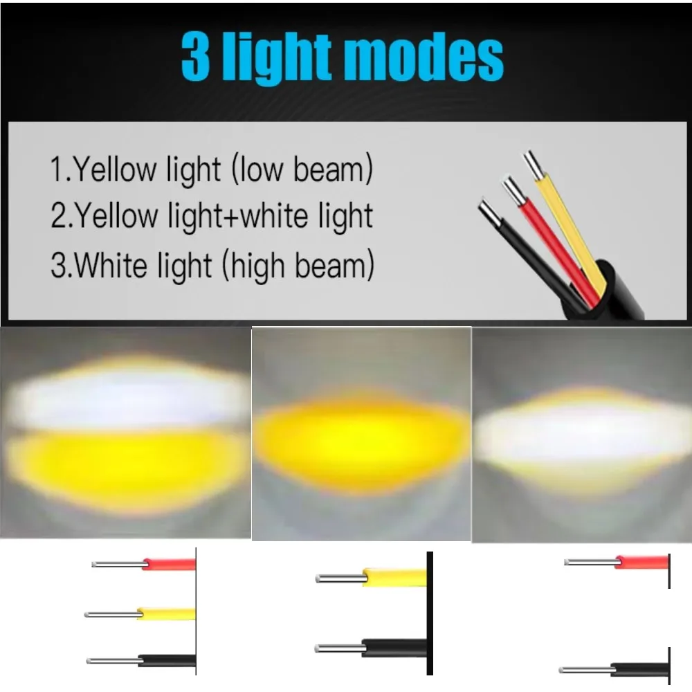 Прожектор для мотоцикла DC12-80V Вспомогательные фары с 2 линзами Передние