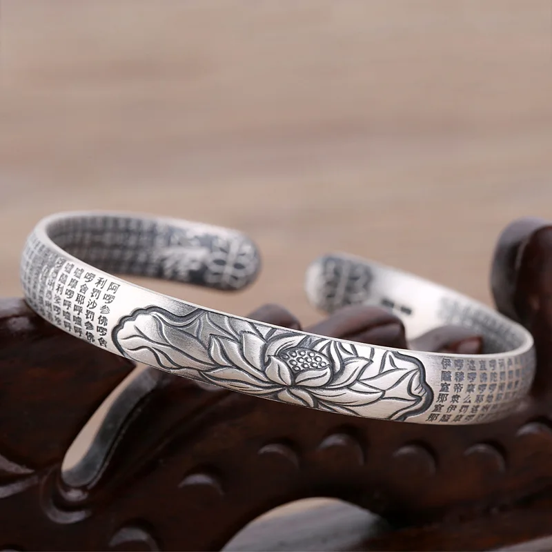 Браслет женский в ретро-стиле открывающийся браслет виде сердца лотоса