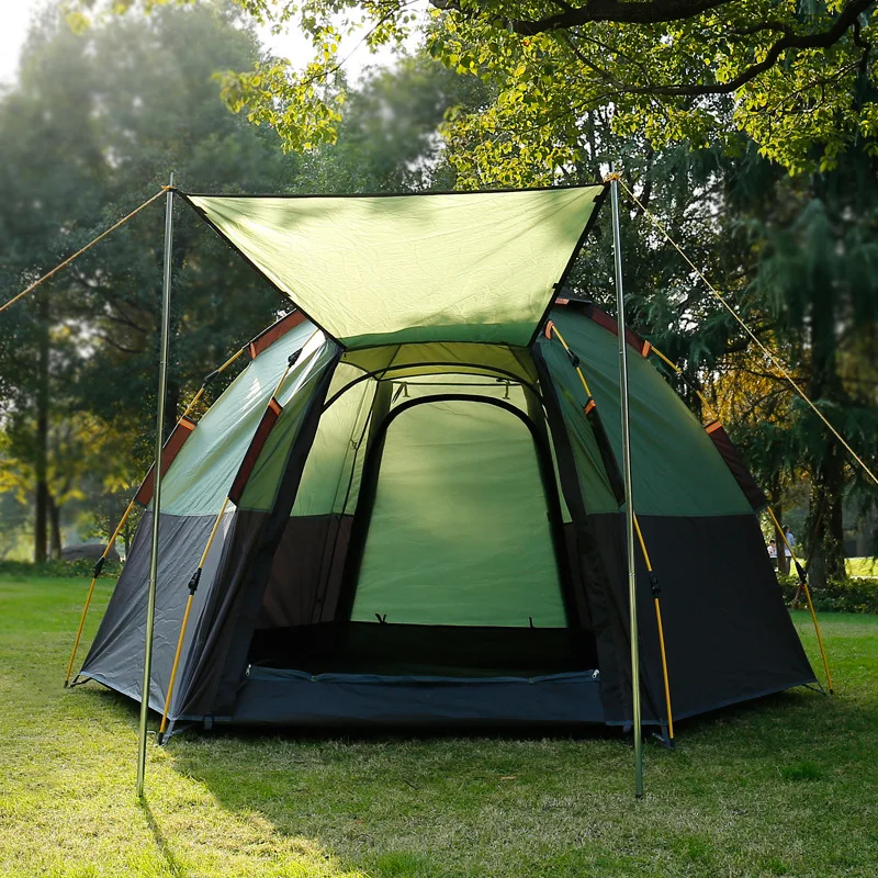 

Automatic Outdoor Double Layer Hexagonal Tent Speed Opening 5-8 People Camping Rainproof Sunscreen Family Outing Equipment