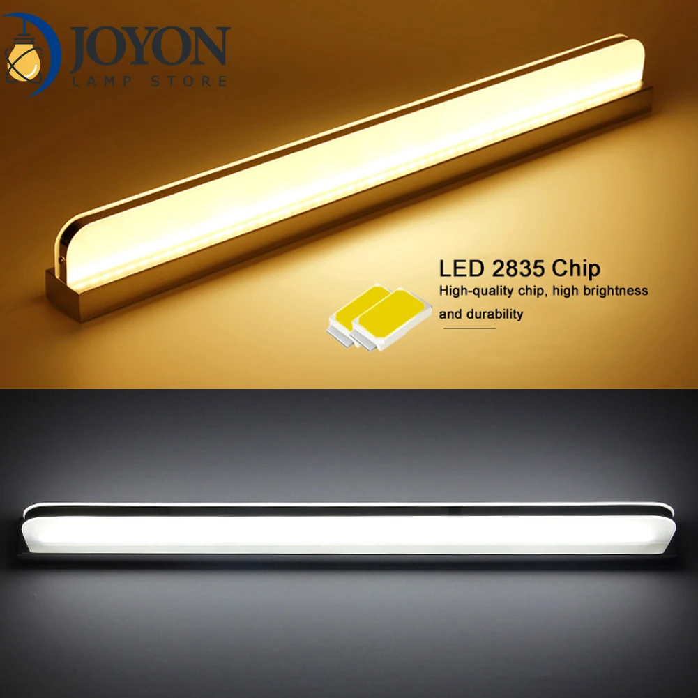 

9W/12W/16W/24W Stainless Steel LED Bathroom Toilet Mirror Light Acrylic Lampshade Modern Makeup Lamp Waterproof Fog Vanity Light