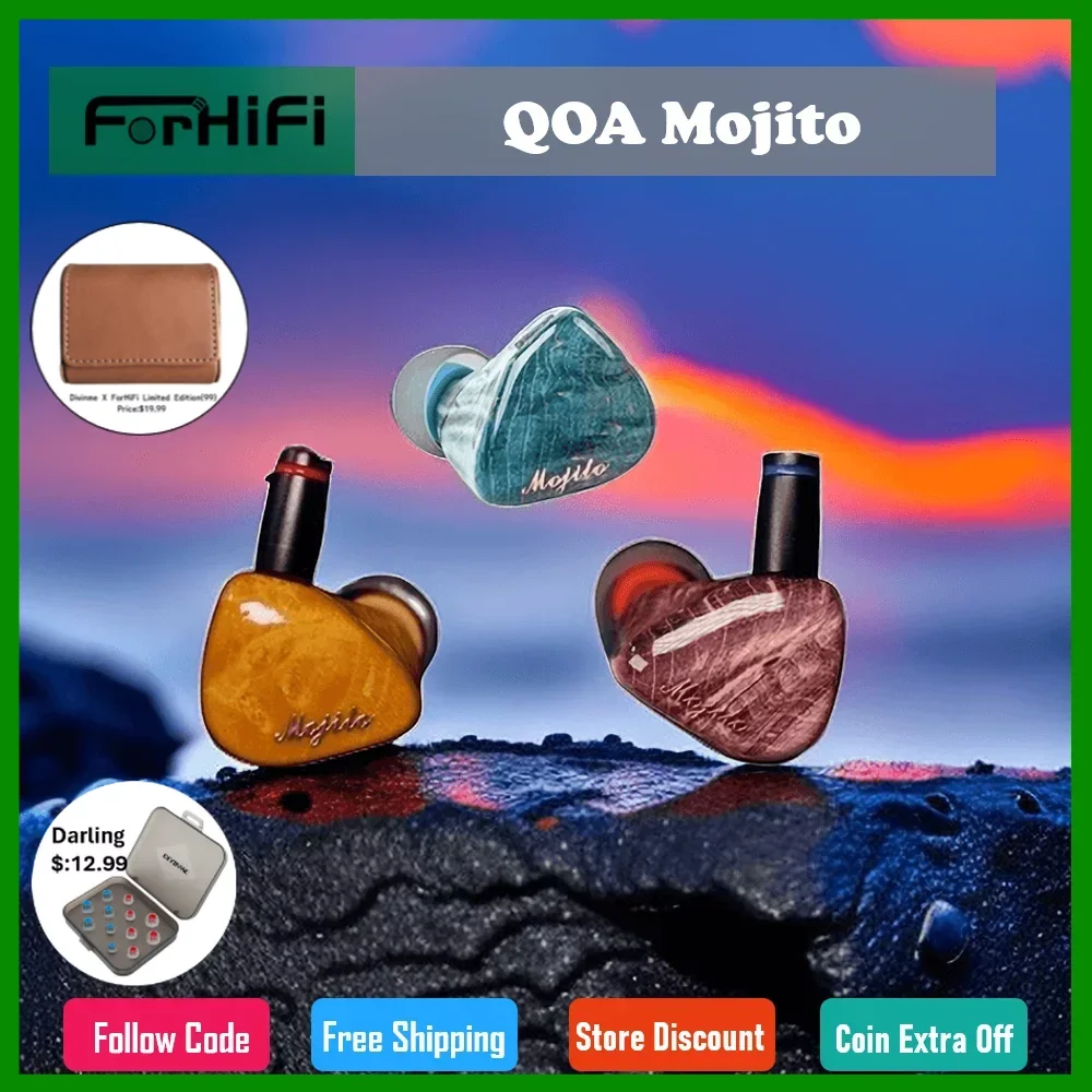

QoA Mojito Earphone 2 Sonion BA+4 Knowles 6BA Driver Units Monitor HiFi DJ Music With Silver-plated Copper Cable In Ear Headset