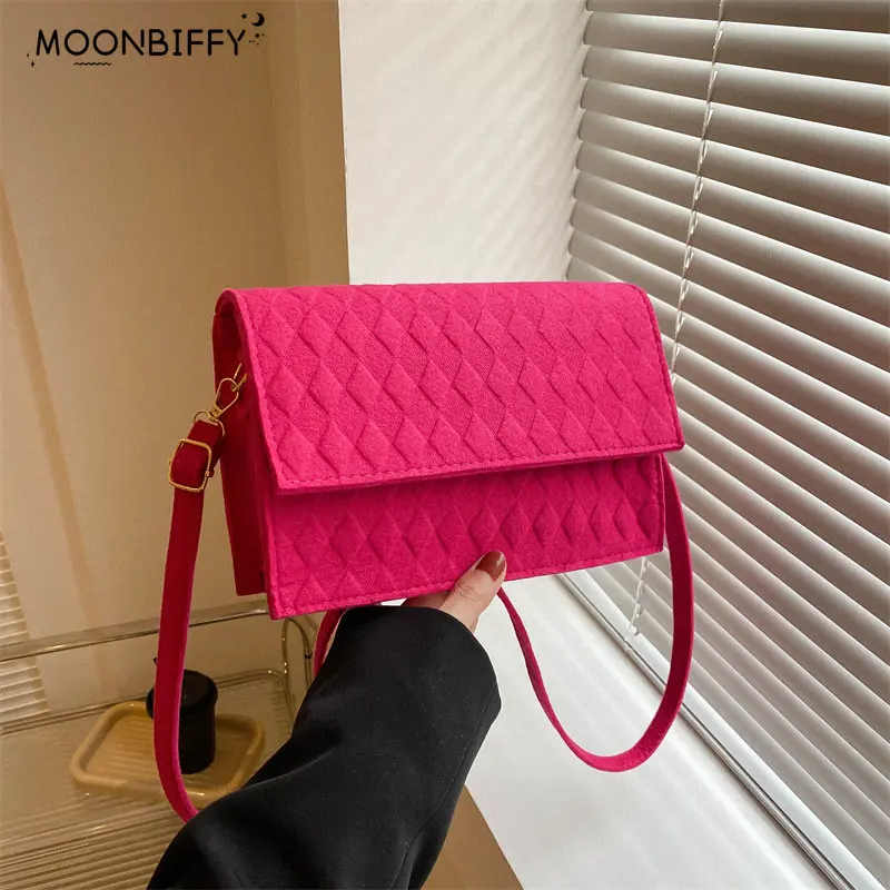 

Felt Summer Crossbody Bags for Women 2023 Texture One-shoulder Armpit Bag Handbag Contrast Color Underarm Bag сумка женская