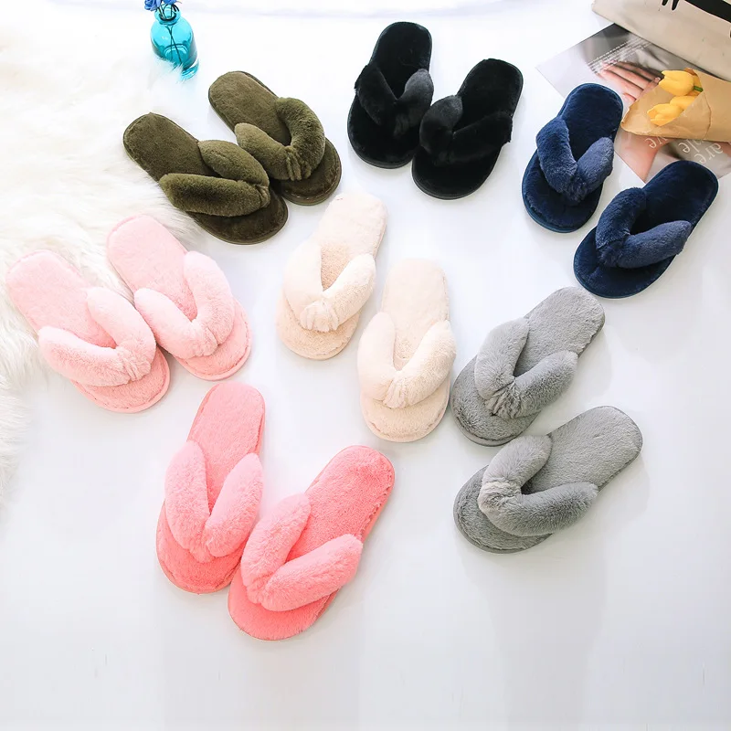 Faux Women Furry Slippers Female Shoes Luxury Plush Fox Hair Fluffy Shoes Indoor Women's Flip Flops Winter Warm Slippers