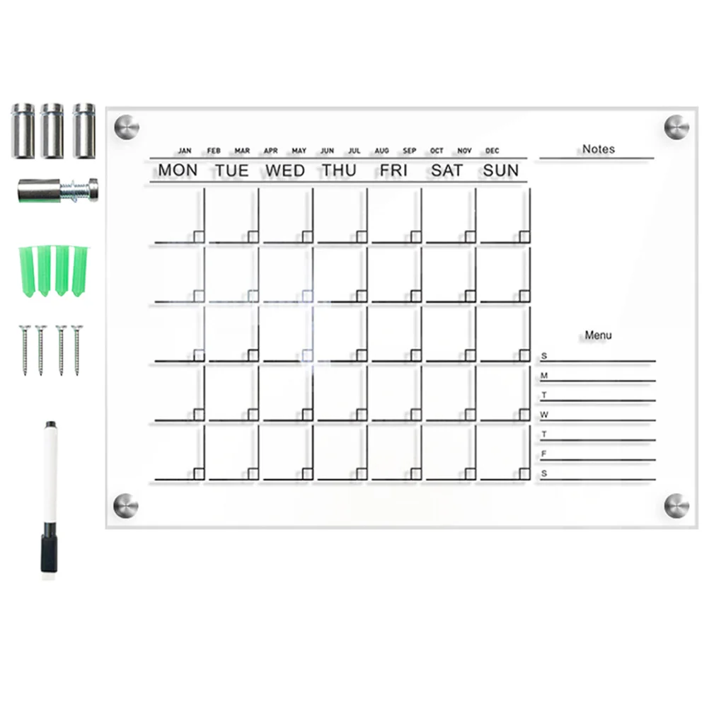 1 Set For Fridge Office Home Hanging Acrylic Calendar Dry Erase Weekly Calendar for Office Wall Home