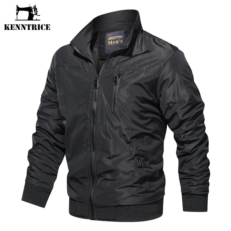 Kenntrice Spring Men Jacket Luxury Cotton Stand Collar Training Coat Fashion Classic Wild Windproof Outwear Clothes Wholesale