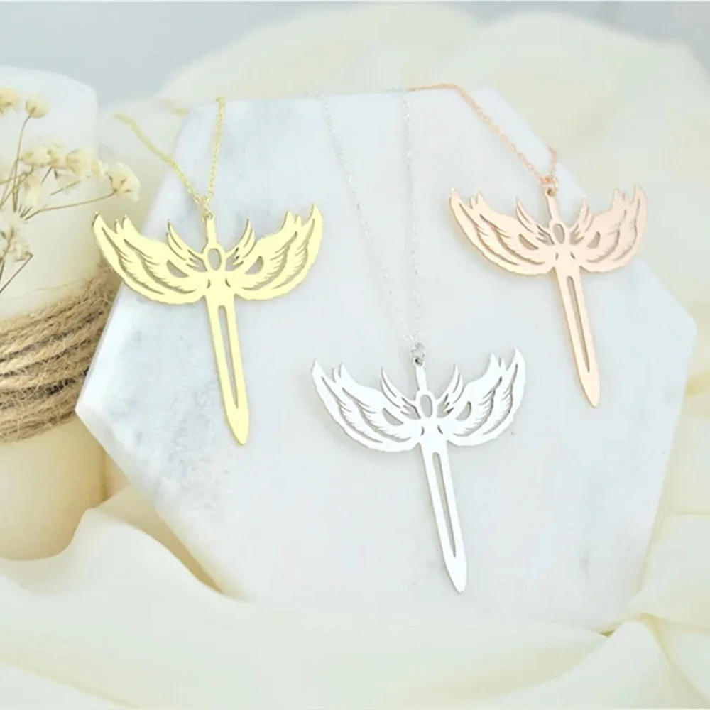 

Exquisite Angels and Devils Sword Necklace Womens Amulet Sword Necklace Bracelets for Female Collar Charms Party Jewelry Gifts