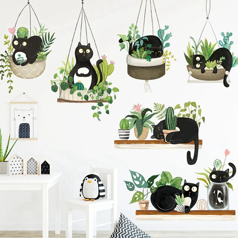 Наклейки на стену модные растения скандинавские тропические настенные бумажные