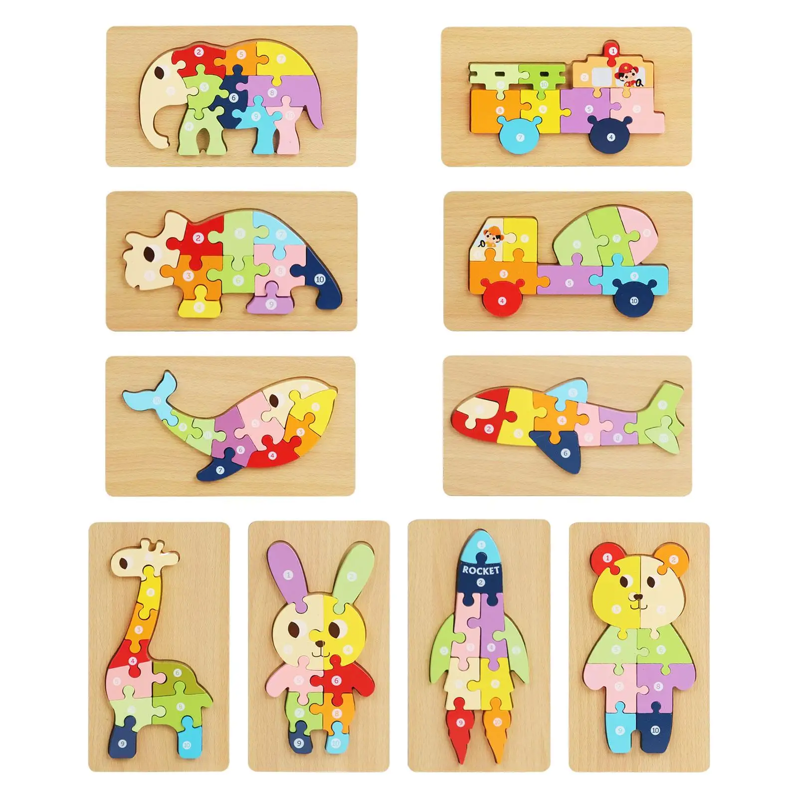 

Wooden Puzzle Montessori Toys for Children Age 3 Boy and Girl