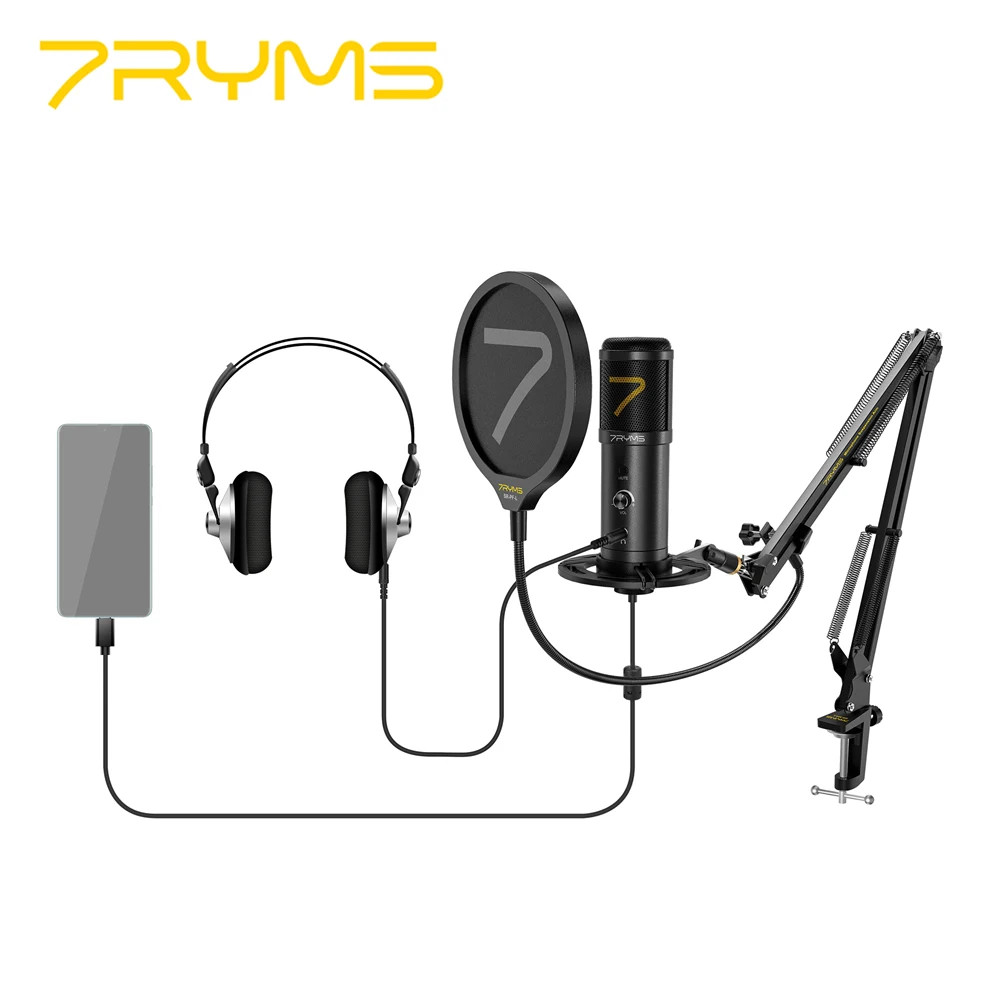

7RYMS USB Microphone SR-AU01-K1 Professional Condenser Microphone Kit for Gaming Podcasting Live Streaming YouTube Video Record