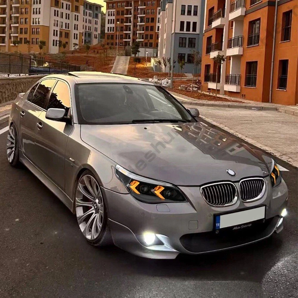 Фото Пара светодиодных фар для BMW E60 E61 M5 5-Series 525i 528i 530i 540i 2003-2010 гг., передние фары, указатели поворота, DRL, фары №4