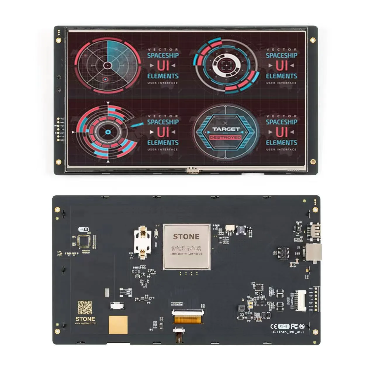 

TFT Control Panel 10.1 INCH Fully compatible with RS232/TTL UART Interface & USB port TFT monitor & Touch controller RS232,TTL