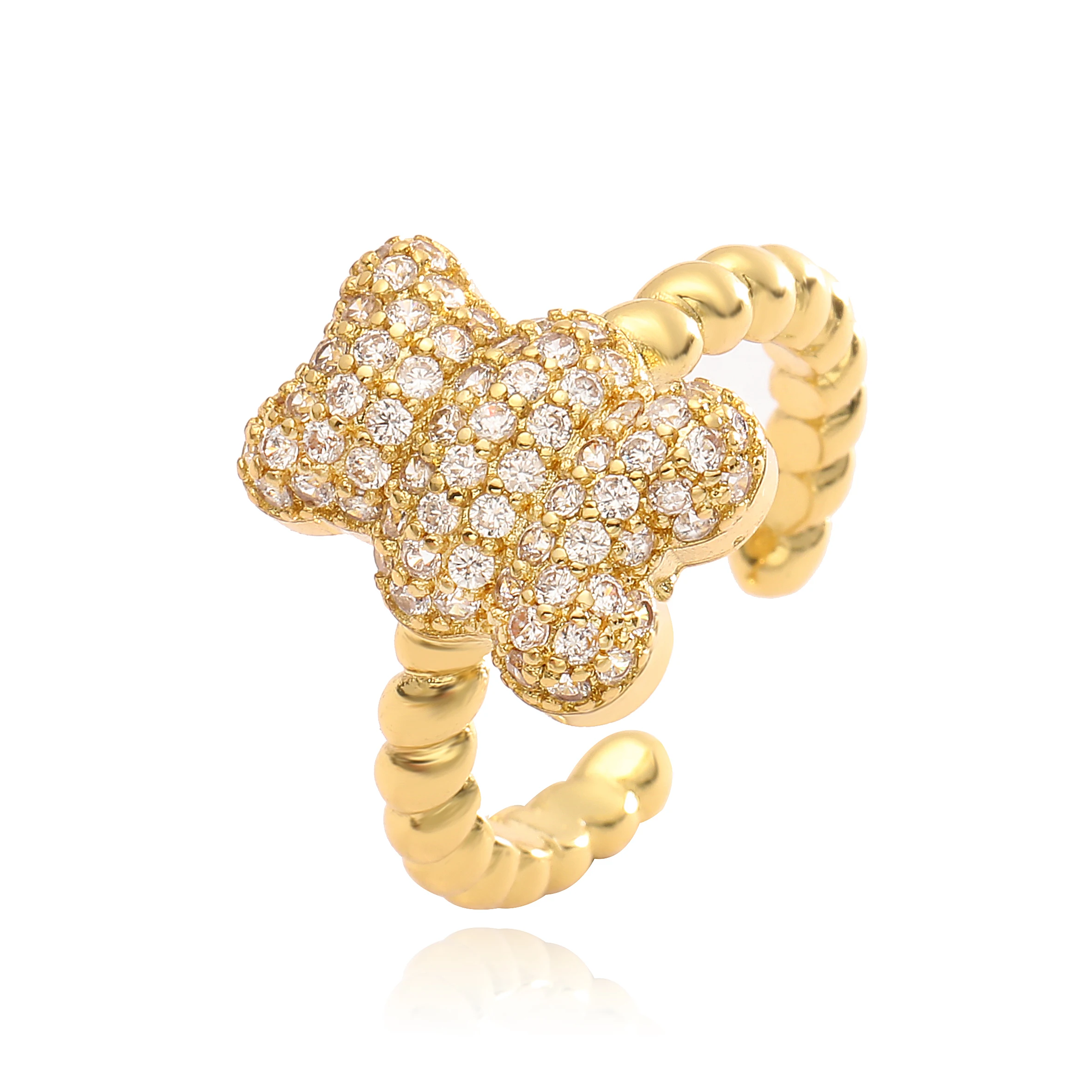 Кольцо женское из латуни с покрытием настоящего золота 18 К