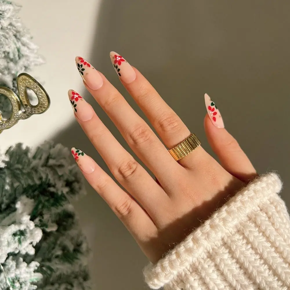 

24pcs DIY Manicure Ballerina Full Cover Press on Nails Fake Nails Almond Long Coffin Christmas
