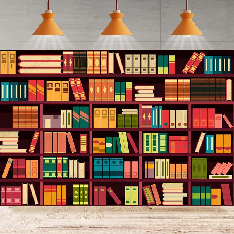 Фон для фотосъемки с изображением книжной полки стандартный книжный шкаф