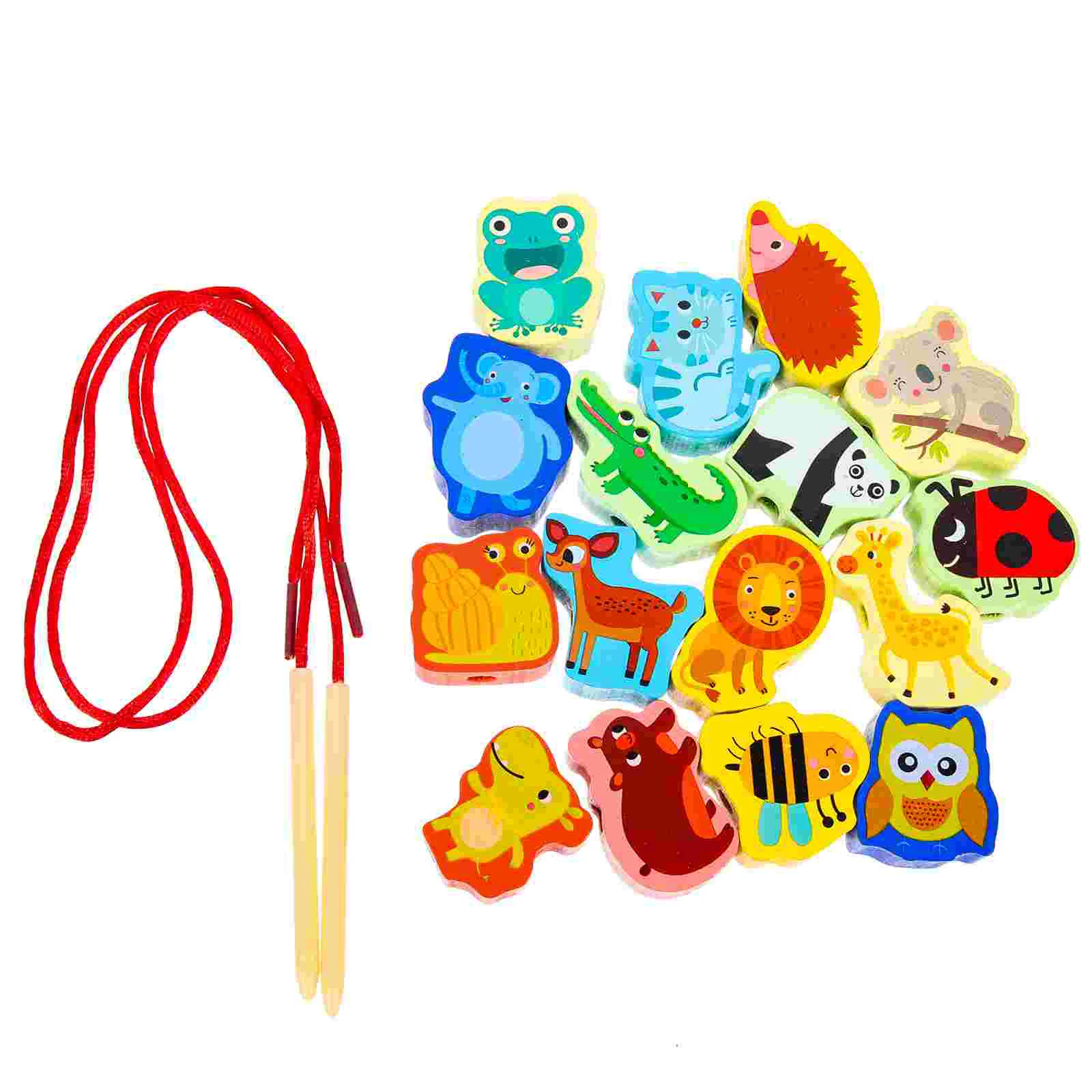 

Animals Blocks Wooden Beaded Puzzle Animal Playthingseducational Threadingenlightenment Toddler Props Interesting Intelligent