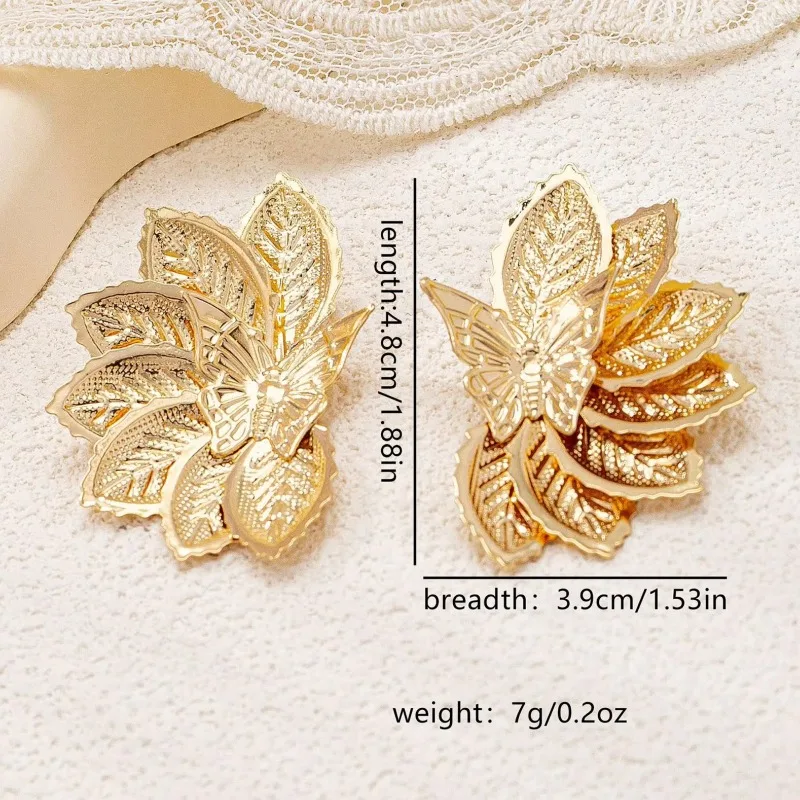 Серьги-гвоздики для женщин преувеличенные креативные листва бабочка цветок