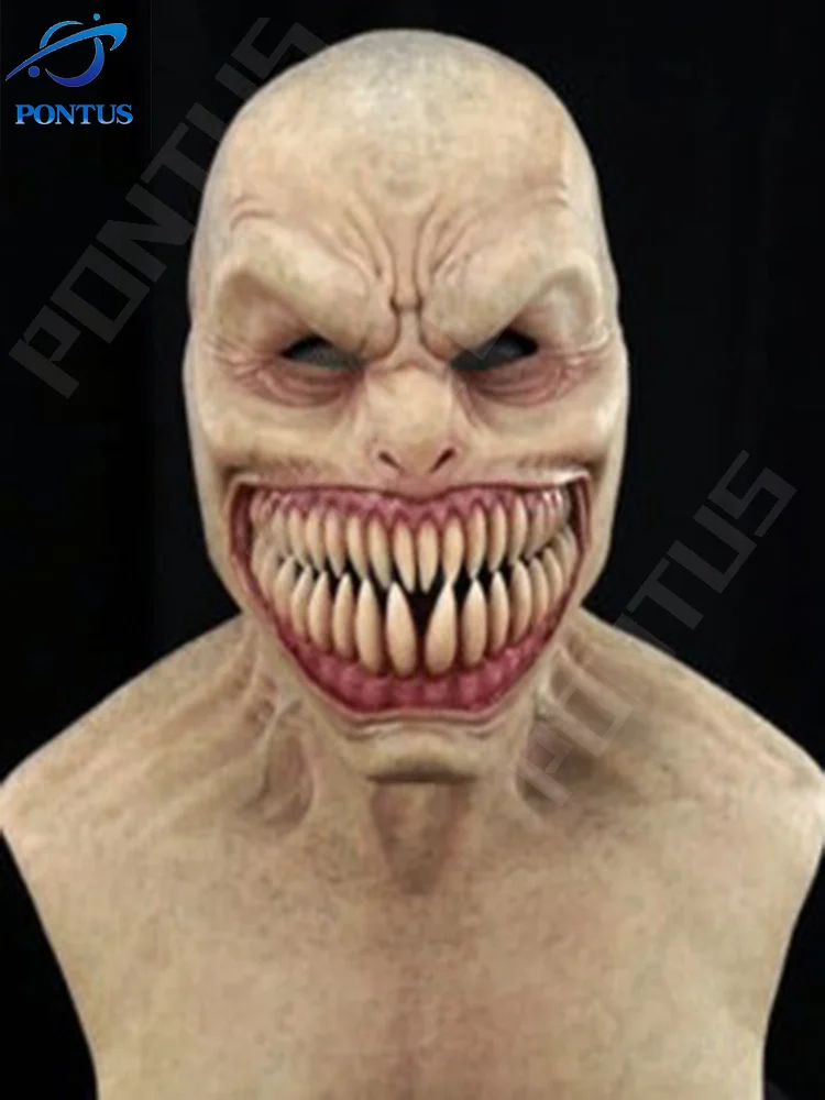 

Halloween Horror Headgear Clown Mask Latex Creepy Devil Face Cover Cosplay Costume Props Terror Creepy Gagtooth Demon Face Cover