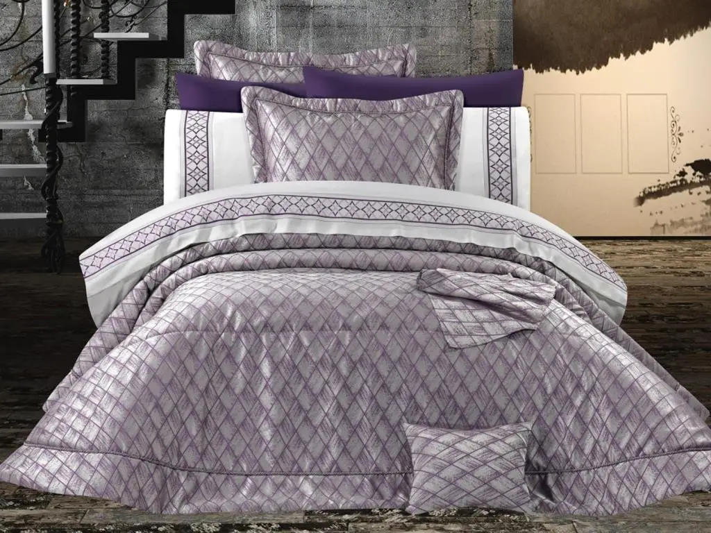 

Victoria 11 Piece Fiber Filled Luxury Dowry Set Mürdüm