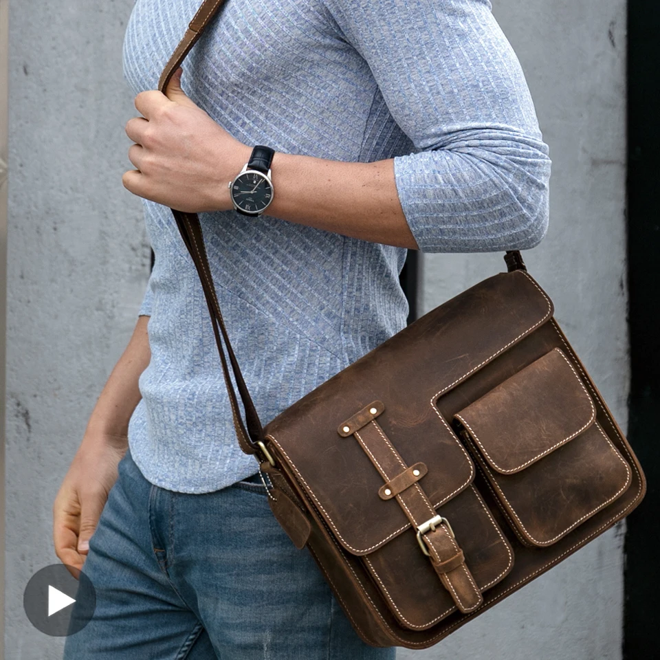 Men Genuine Leather Bag Shoulder Handbag For Document Cross Body Crossbody Messenger Male Satchel Briefcase Bolsos Sac Bolsa Tas