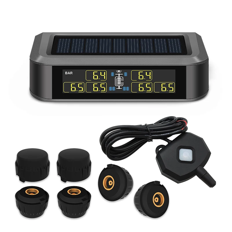 

Truck TPMS Motorhome Tyre Pressure Monitoring System Auto Solar Power Digital LCD Display Systems External Sensor
