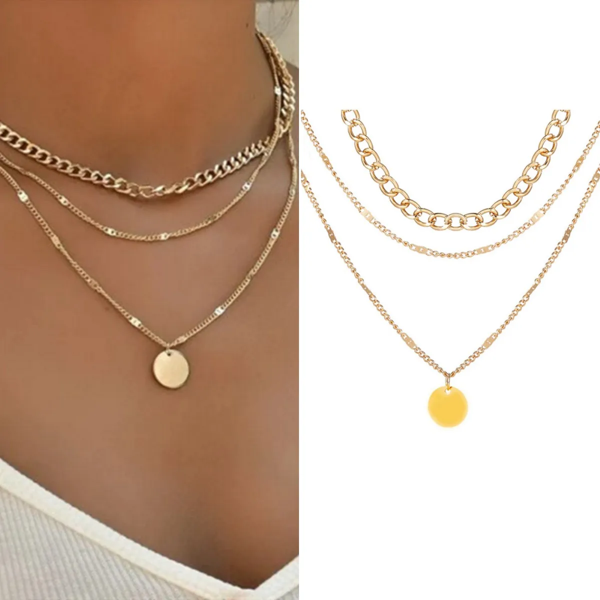 

Vintage Pendant Necklace for Women Gold Color Chain Multilayer Bohemian Coins Necklaces Girls Collier Femme Collares Jewelry