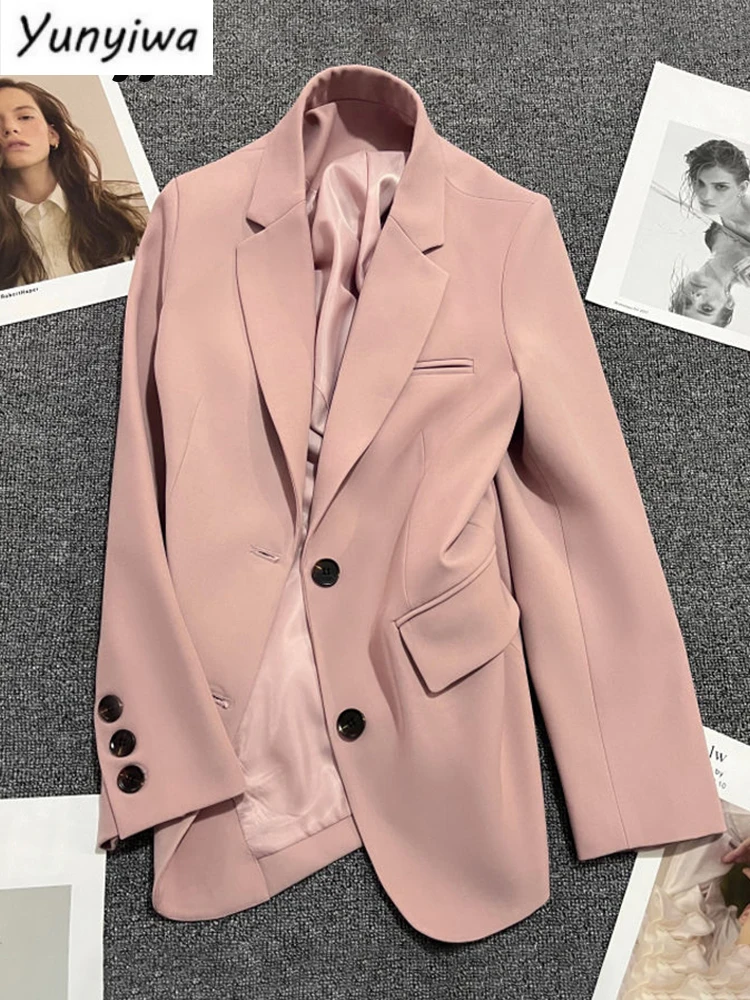 

Blazer Women Vintage Clothing Simple Classic Fashion Spring Autumn Notual Notched Collar in New Korean Chic Office