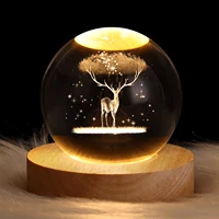 3d crystal ball night light globe table lamp with wood base moon light lamps birthday gifts novelty home decor