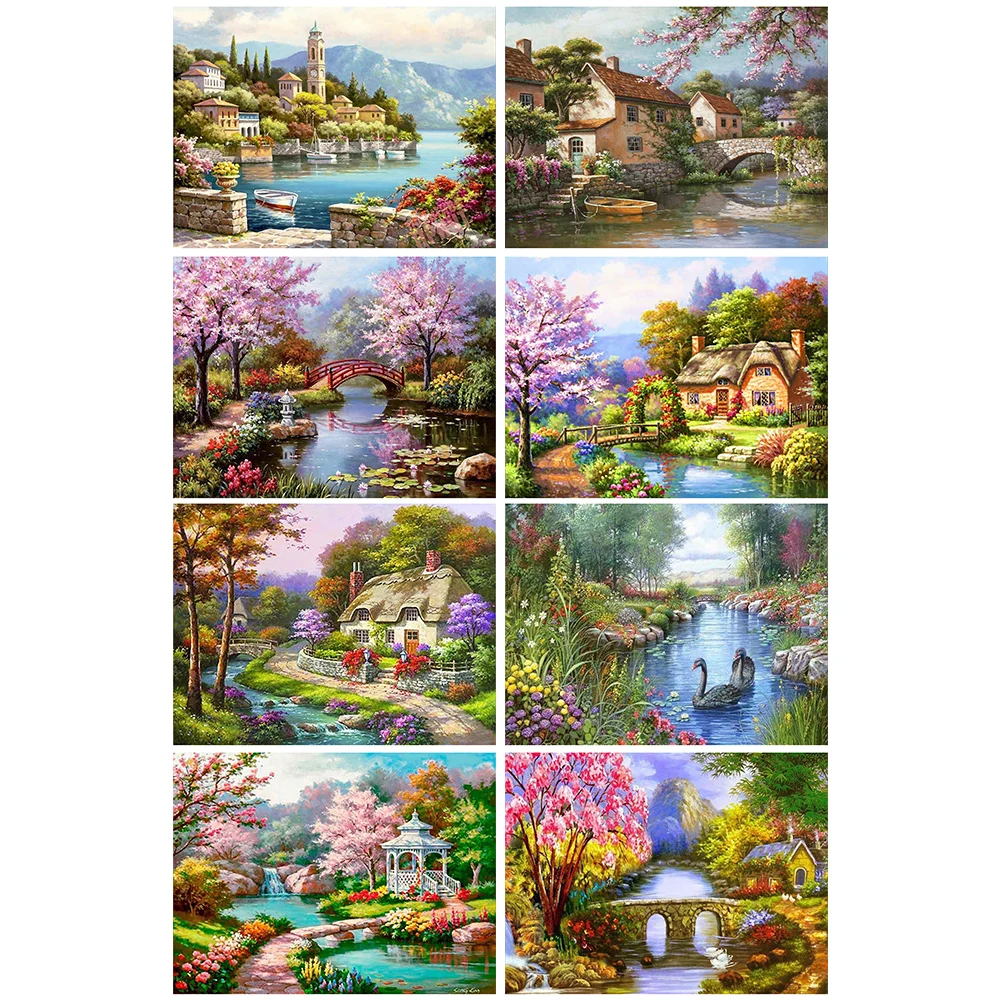 

DIY 5D Diamond Drawing Scenery Cross Stitch Kits Pictures of Rhinestones Needlework Diamond Mosaic Kits Home Decor