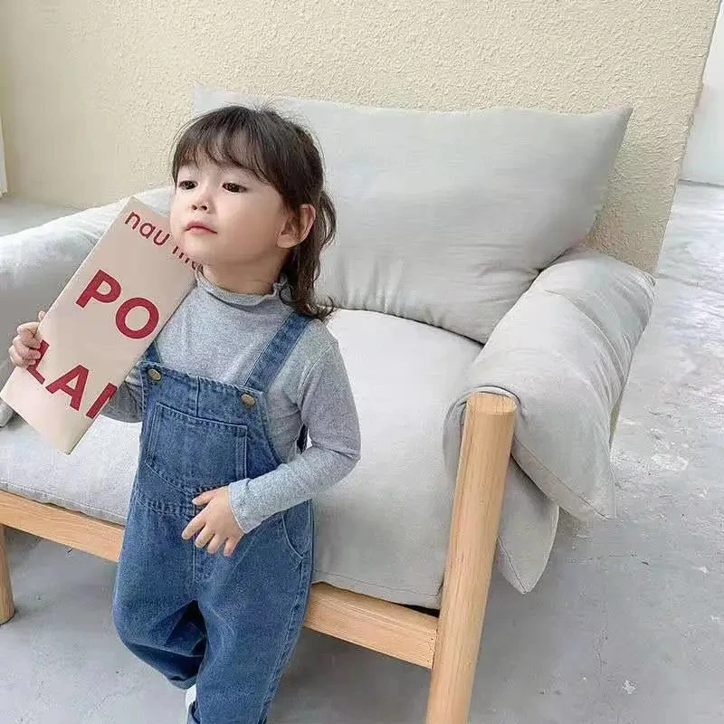 

Children Trend Loose Casual Jeans Boys Girls Baby Foreign Flavor All-match jumpsuit Middle Small Child Out Wear Denim Overalls