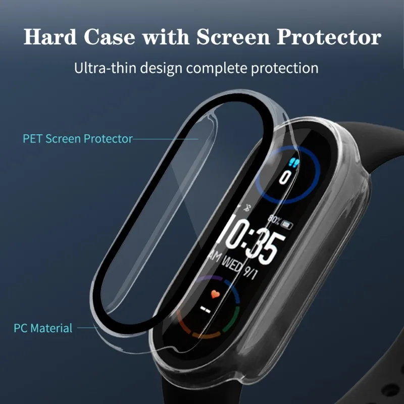 Чехол 2 в 1 + пленка для Xiaomi Mi Band 6/5/4/3/NFC Универсальный прочный защитный чехол