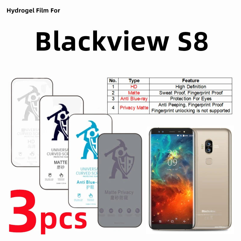 3 шт. HD гидрогелевая пленка для Blackview S8 матовая защитная экрана уход за глазами