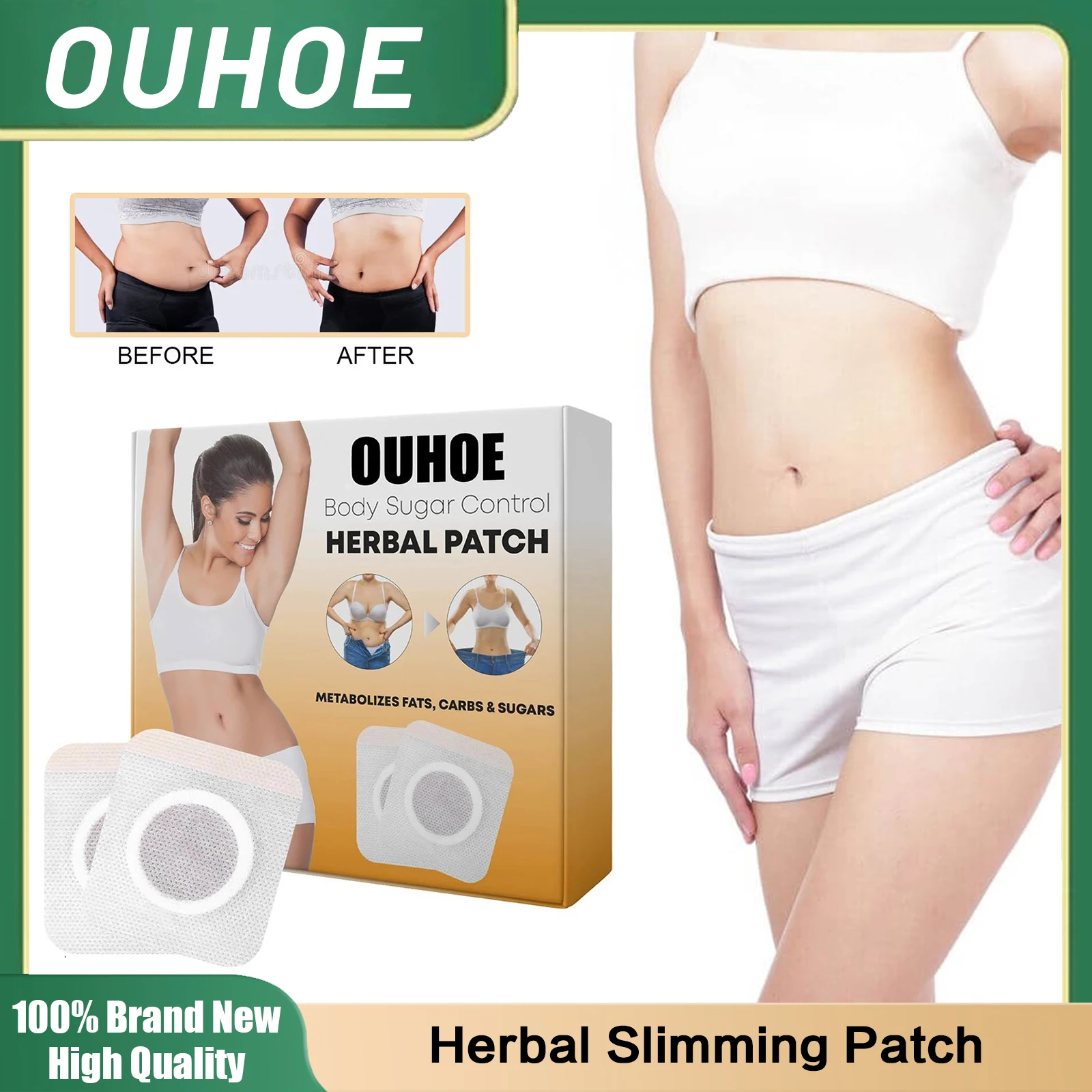 

Herbal Slimming Patch Body Shaping Remove Waist Thigh Belly Fat Weight Loss Anti Cellulite Detox Fat Burner Navel Sticker 30PCS