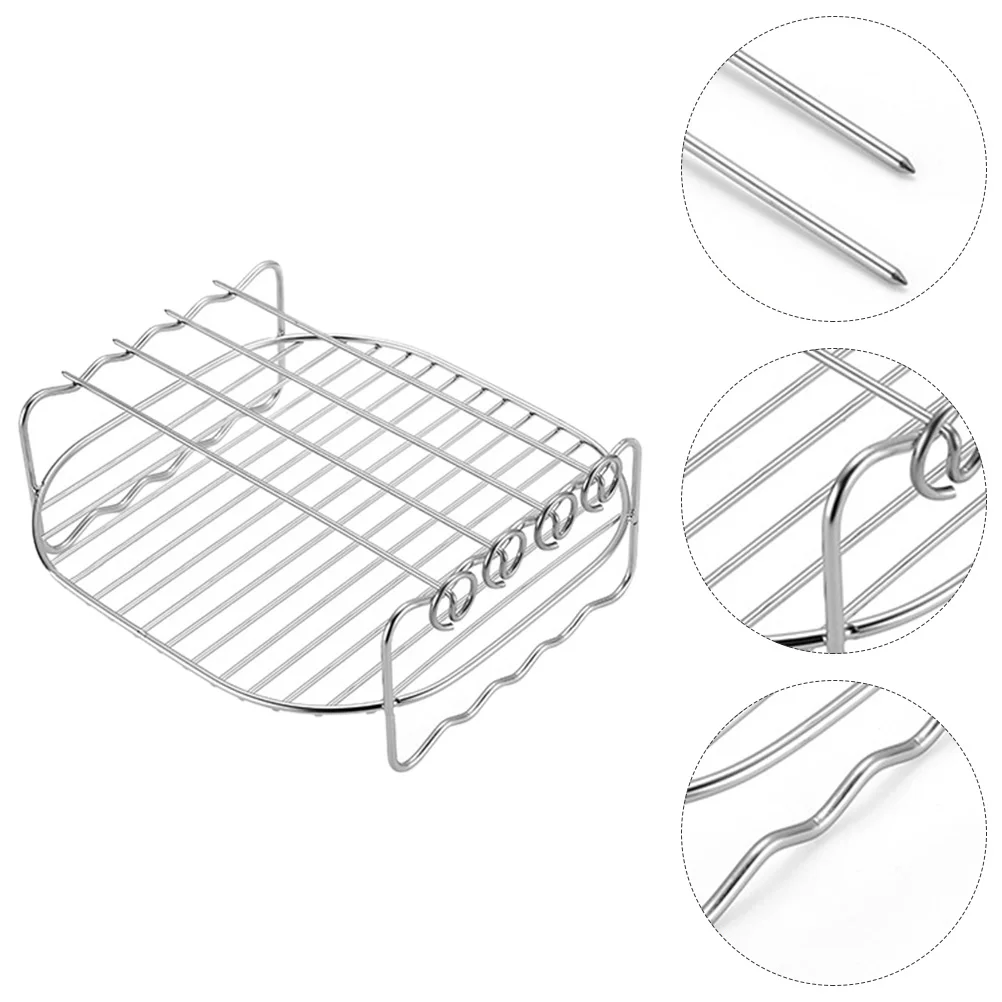 

Rack Bread Fryer Air Toast Holder Cooling Stainless Steelsteamer Grill Cooking Steaming Skewer Round Grid Slicing Egg Baking