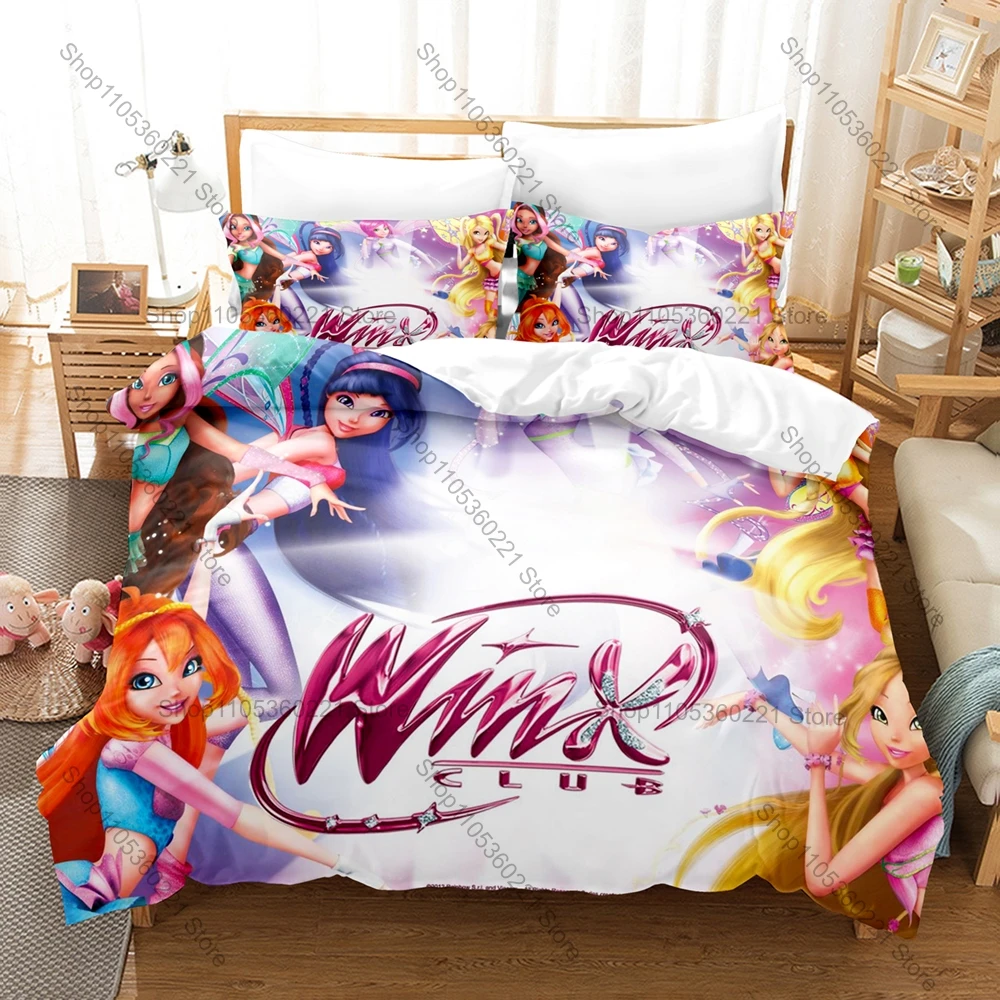 Фото Комплект постельного белья с принтом W-Winx, 3 предмета: мягкий дышащий пододеяльник и наволочки, модное домашнее постельное белье для декора №4