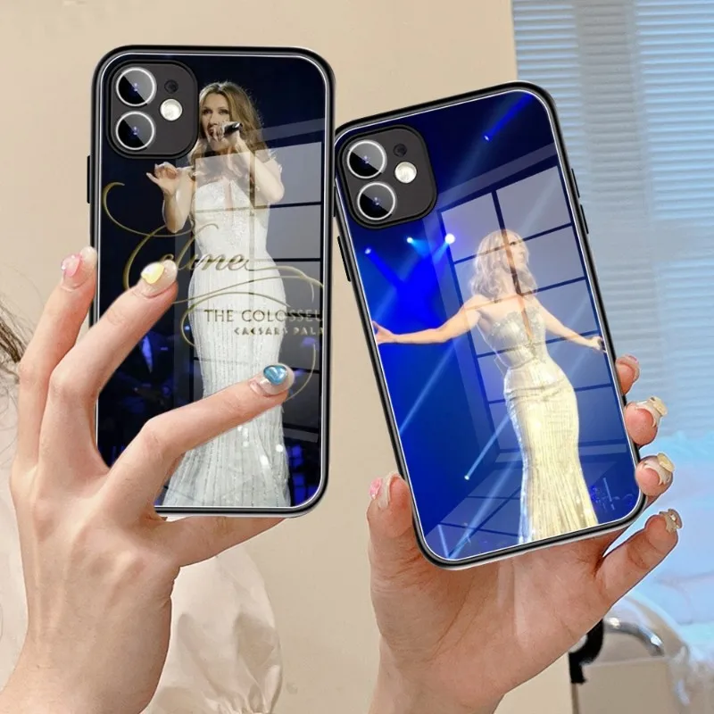 

Celine Dion singer Phone Case Glass 14 13 11 12 Pro 8 7 Plus X 13 Pro MAX XR XS MINI Black Covers